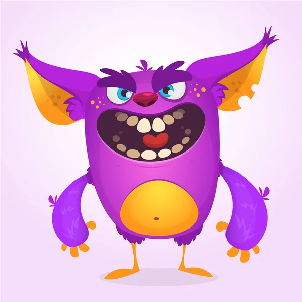 Monstre Dessin Animé Colère Illustration Vectorielle Visage Monstre Violet — Image vectorielle