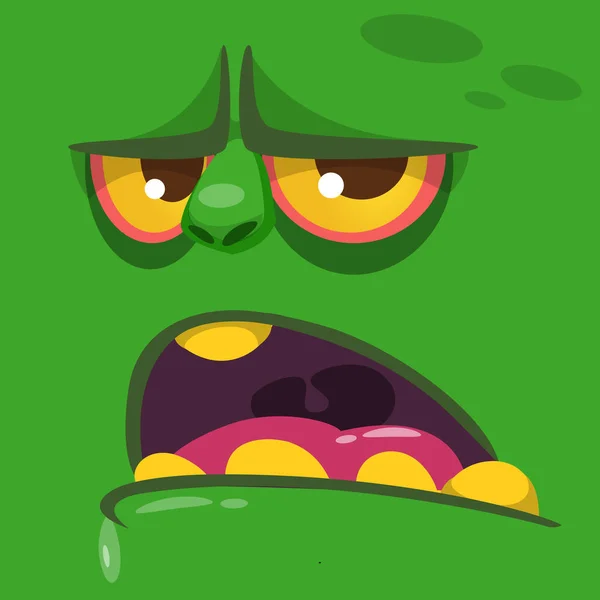 Cartoon Grommend Zombie Gezicht Vector Zombie Monster Vierkante Avatar — Stockvector