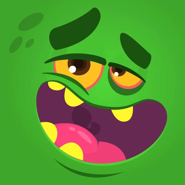 Cartoon Lachen Grappige Zombie Gezicht Vector Zombie Monster Vierkante Avatar — Stockvector