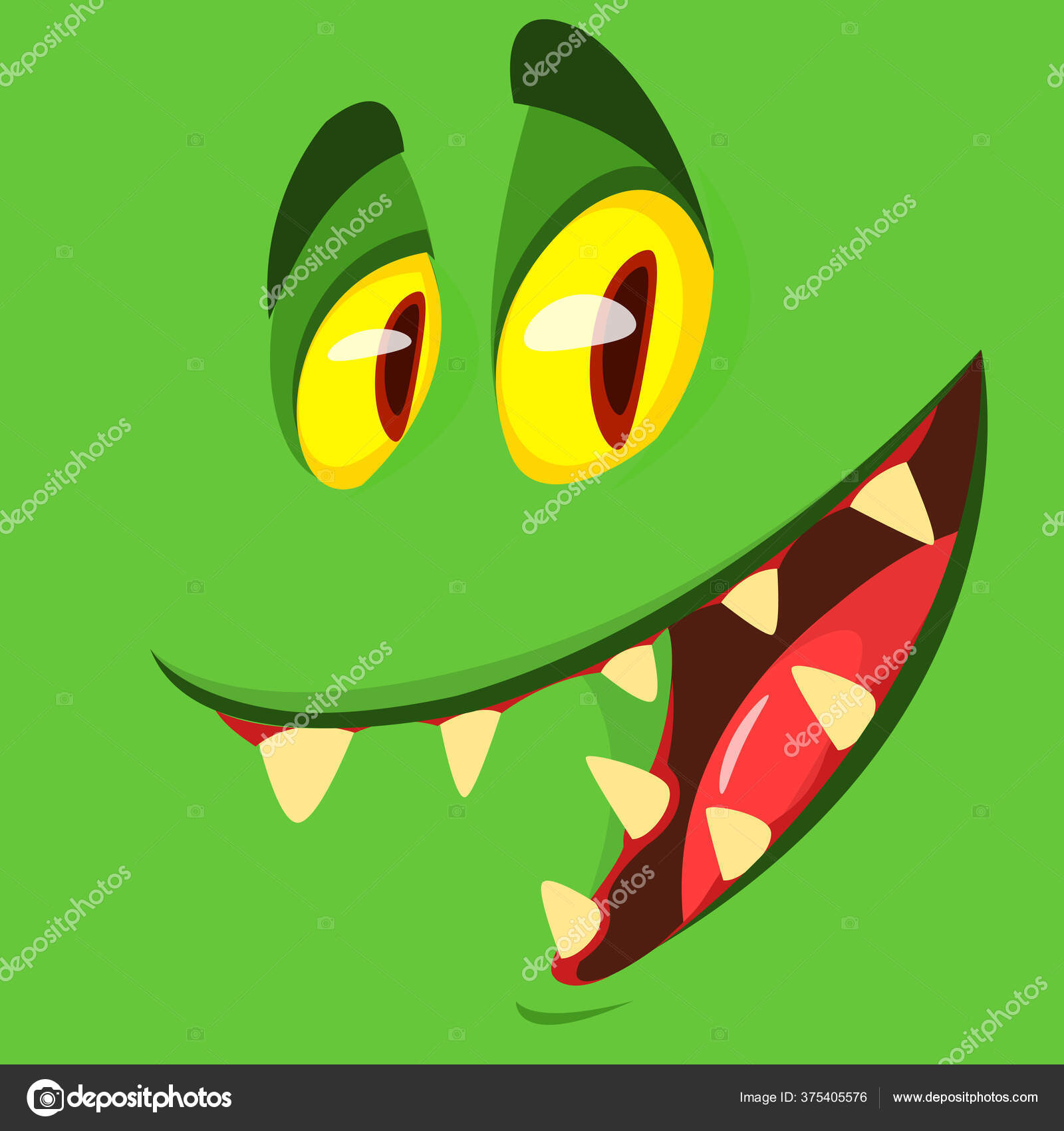 Desenho Animado De Zumbi Verde Engraçado Com Expressão Assustadora