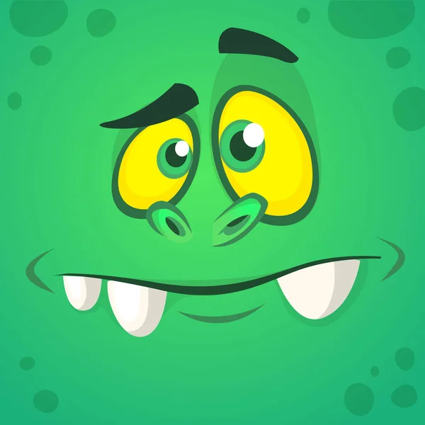 Zeichentrickmonster Gesicht Vektor Halloween Grün Zombie Monster Avatar — Stockvektor