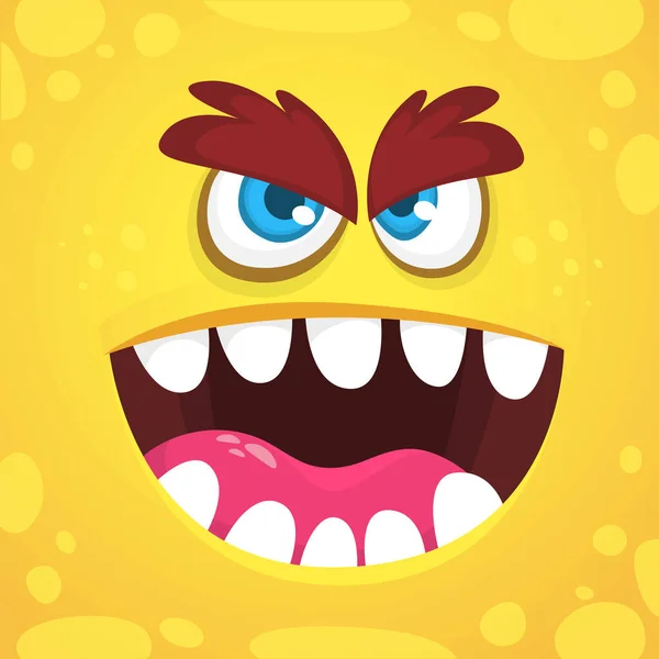 Angry Cartoon Monster Face Vector Halloween Orange Monster Avatar Design — Stock Vector