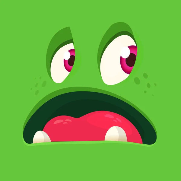 Tecknad Skrämmande Monster Ansikte Vektor Halloween Grön Zombie Monster Avatar — Stock vektor