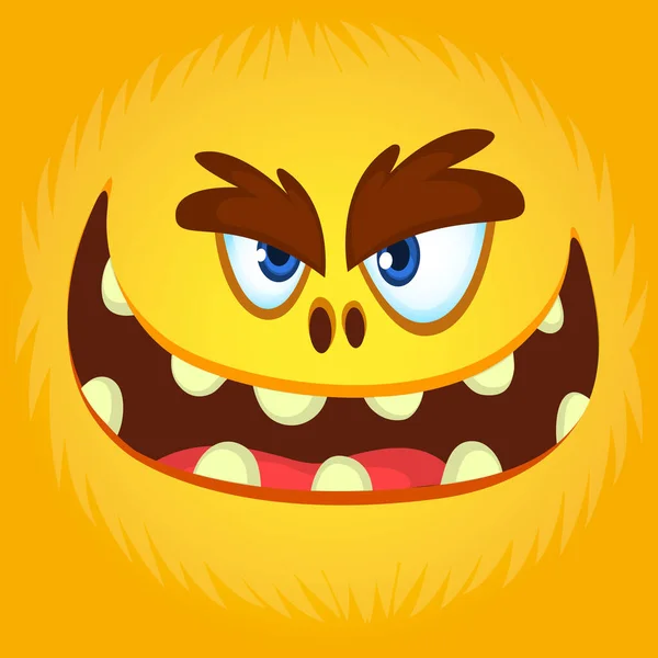 Cara Monstruo Naranja Funny Ilustración Vectores Monstruo Dibujos Animados Halloween — Vector de stock
