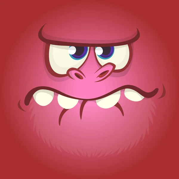 Cool Boos Cartoon Monster Gezicht Vector Halloween Rood Monster Avatar — Stockvector