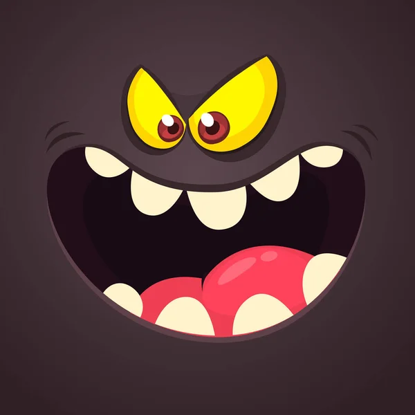 Grappig Monster Lachend Gezicht Vector Illustratie Halloween Cartoon Monster Schreeuwen — Stockvector