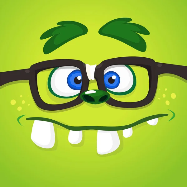 Крутое Лицо Зомби Монстра Очками Векторный Зеленый Монстр Хэллоуин — стоковый вектор