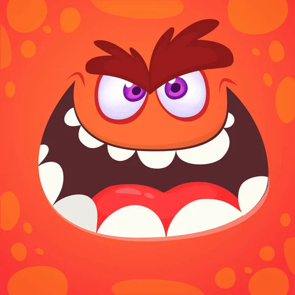 Gruselige Zeichentrickmonster Gesicht Vektor Halloween Orange Monster Illustration Isoliert — Stockvektor