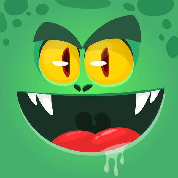 Super Naštvané Kreslené Monstrum Vektor Halloween Zombie Avatar Širokými Ústy — Stockový vektor