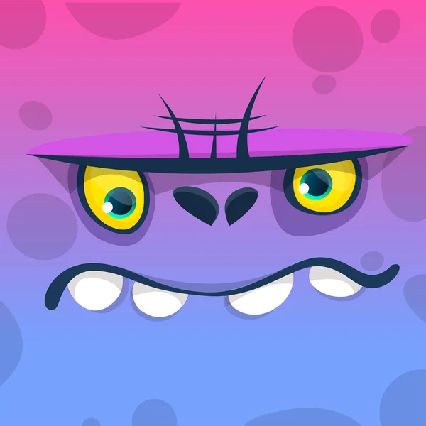 Angry Cartoon Monster Face Vector Halloween Pink Blue Monster Illustration — Stock Vector