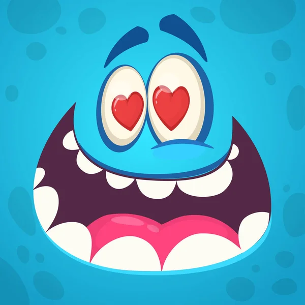 Funny Cartoon Monster Face Love Vector Illustration Design Valentine Day — Stock Vector