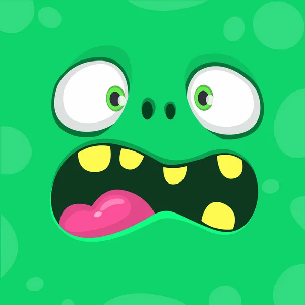 Cool Cartoon Cara Monstruo Verde Con Boca Grande Vector Halloween — Archivo Imágenes Vectoriales