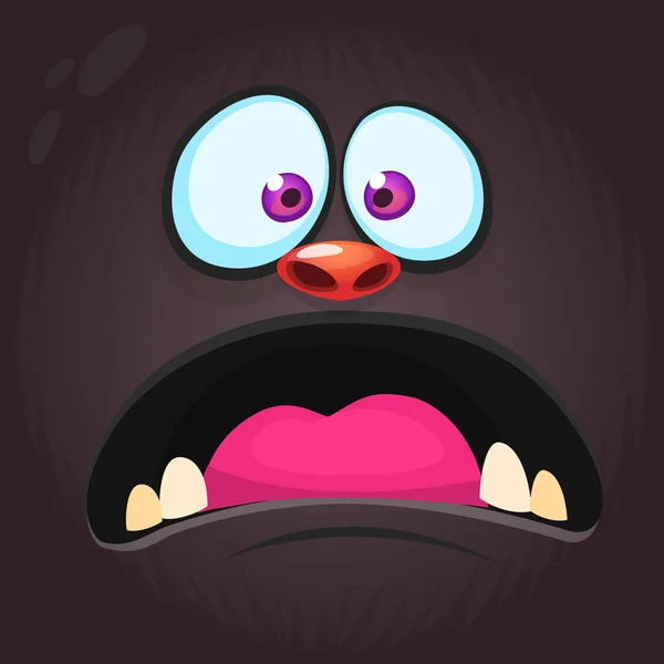 Grappig Cartoon Black Monster Face Vector Halloween Illustratie Van Gekke — Stockvector