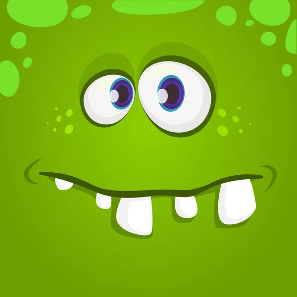Grappig Tekenfilmmonster Gezicht Vector Halloween Groen Monster Karakter — Stockvector