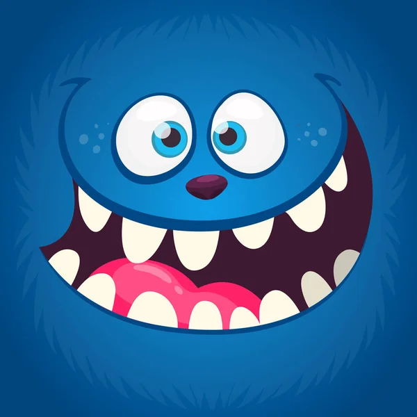 Boos Grappig Cartoon Monster Gezicht Met Een Grote Mond Vector — Stockvector