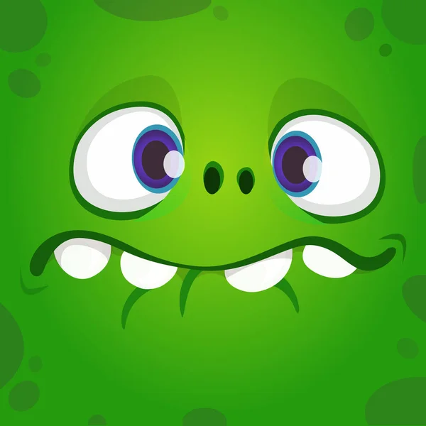 快乐凉爽的卡通巨怪或格林林的脸 病媒万圣节绿色怪物角色 — 图库矢量图片