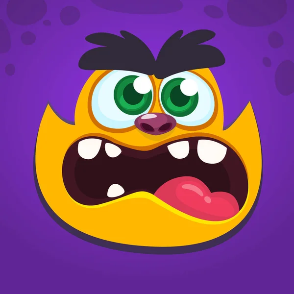 Wütendes Monster Schreit Cartoon Vektor Illustration Von Gespenstischen Monster Gesicht — Stockvektor