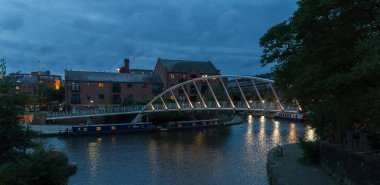 Castlefield bölge, suyolu kanal bölgesine narrowboats ve b