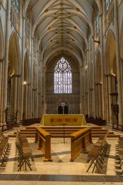 York Minster gothic style cathedral in York, UK- inside view clipart