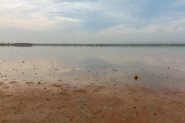 Indah warna fajar di Larnaca Salt Lake, pulau Siprus — Stok Foto