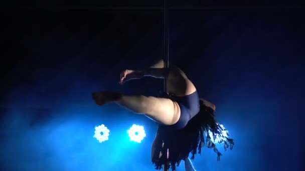 Mulher da dança polaca. acrobacias no pólo — Vídeo de Stock