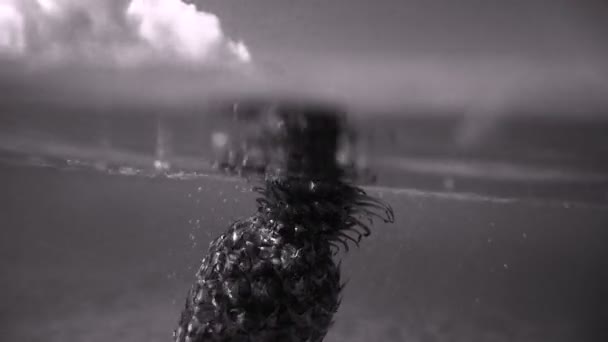 열 대 과일 파인애플 바다 slowmotion에 물 아래 — 비디오