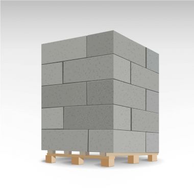 Aerated autoclaved concrete block. Isolated Foam concrete on pallets. vector illustration. clipart