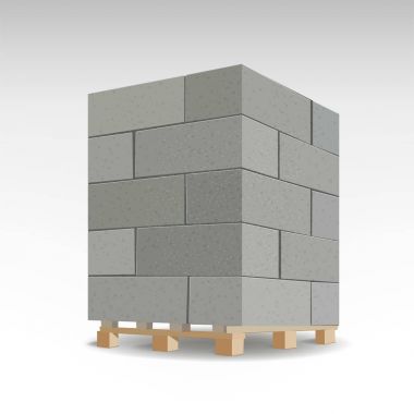 Gazlı köpük beton blok. İzole köpük köpük paletler üzerinde beton. vektör çizim.