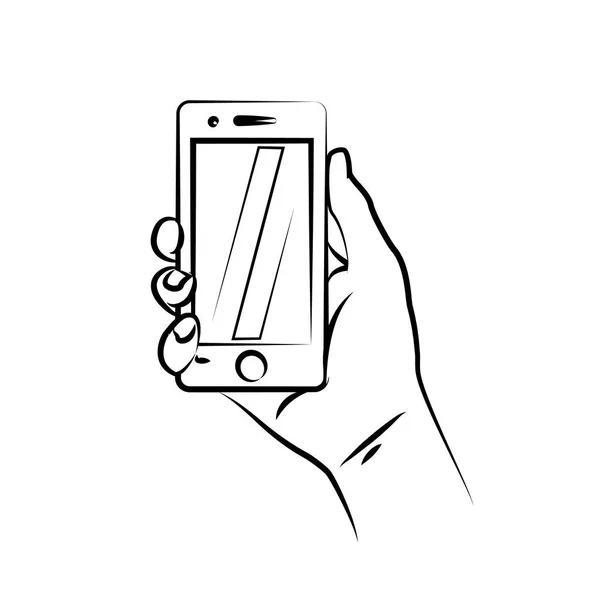 Lignes d'icônes vectorielles simples pour le web et le design. La main humaine tient le téléphone . — Image vectorielle