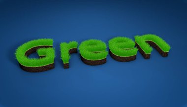 Yazıt çimenlik 3d render, çim çimen