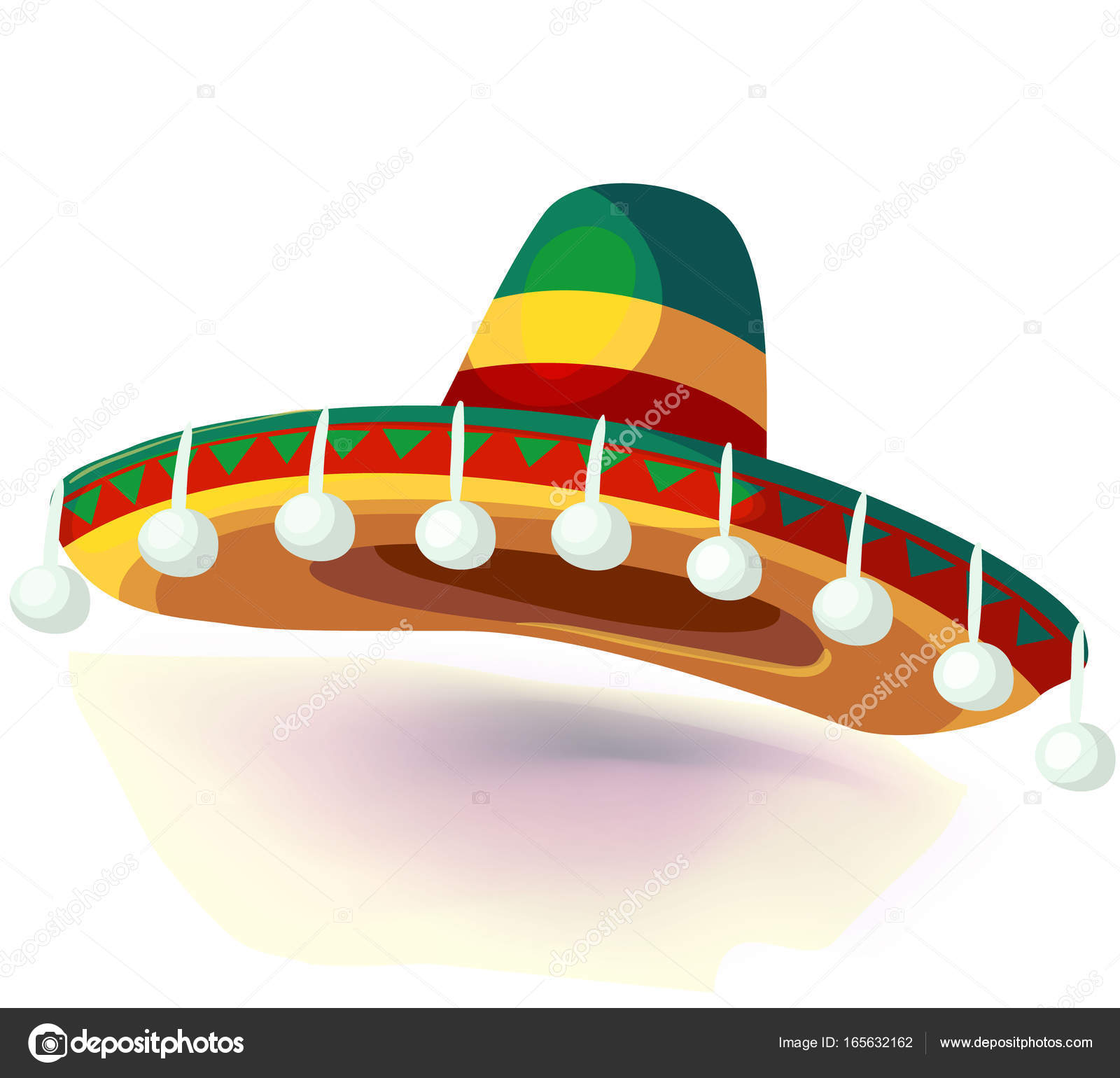 Sombrero Hat vector illustration. Mexican hat on white background.  Masquerade or carnival costume headdress