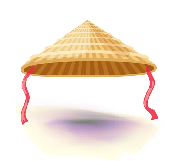 Ilustración de vector de sombrero de paja cónica china aislada sobre un fondo blanco Ilustración vectorial .Masquerade o tocado de traje de carnaval — Vector de stock