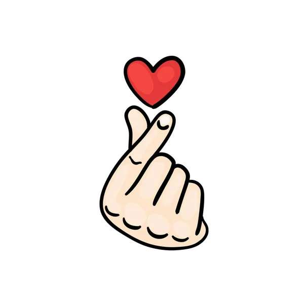 Korean Finger Heart I Love You Hangul. Ilustración vectorial. Símbolo coreano corazón de mano, un mensaje de amor gesto de mano . — Archivo Imágenes Vectoriales