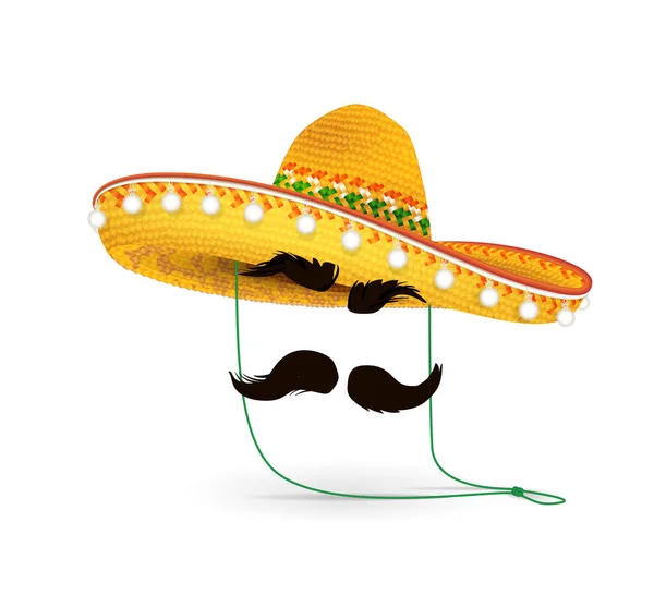 Векторная иллюстрация Sombrero Hat. Мексиканская шляпа на белом фоне. Маскарад или карнавальный головной убор . — стоковый вектор