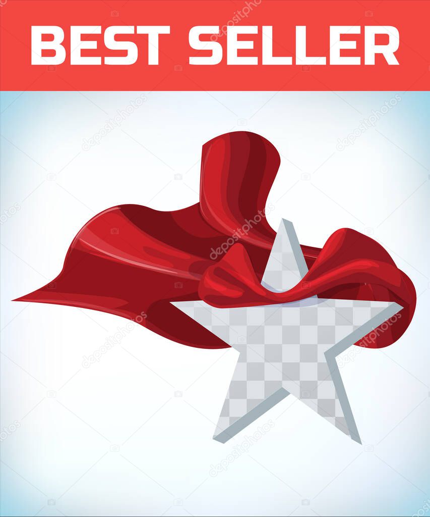 Star concept. Star in cape. Super cloak. Super star. Power icon. Leadership sign. Superhero template. Leader. Imagination symbol. Award logo. Inspiration symbol. Success concept. Quality sign