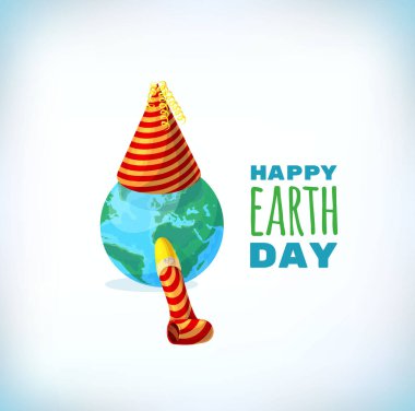 Geçmiş, Dünya Günü kartın kutlu olsun. Afiş ve poster için vektör illüstrasyonu. Tasarım kartları ve ihlaller için bir unsur. Hediye kartları ve el ilanları için sembol. Broşürler için amblem