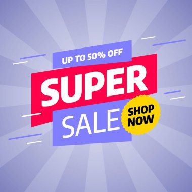 Satış Banner Şablonu. El ilanları için süper indirim. En İyi Teklif Posteri. Tasarım kartları için büyük indirim elemanı. Vektör illüstrasyonu