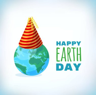 Geçmiş, Dünya Günü kartın kutlu olsun. Afiş ve poster için vektör illüstrasyonu. Tasarım kartları ve ihlaller için bir unsur. Hediye kartları ve el ilanları için sembol. Broşürler için amblem