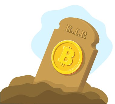 Vektör bozuk bitcoin. Engelleme zinciri ve kripto para birimi krizi. Şifreli para devalüasyonu. Bitcoin düştü.