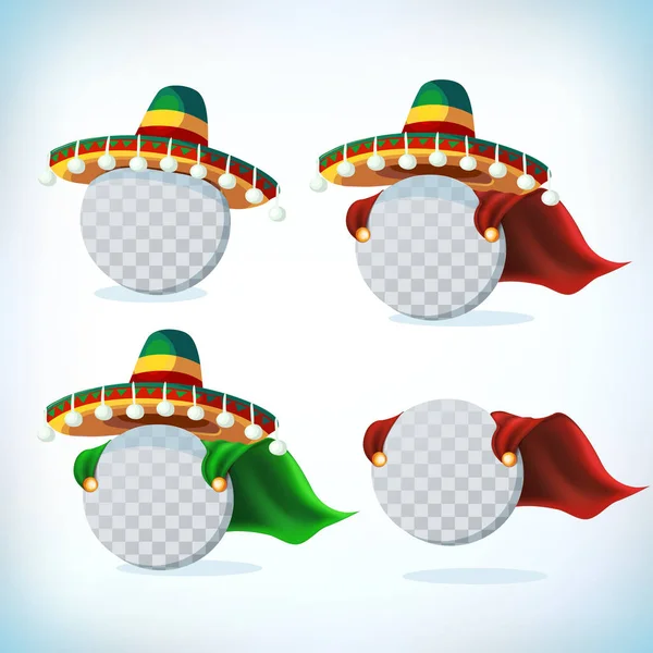 Sombrero mexicain. Chapeau mexicain. Coiffure masquée ou carnaval — Image vectorielle