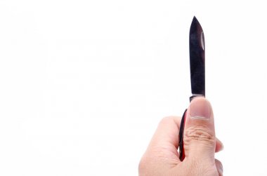 Kırmızı-bıçak çok aracı, izole beyaz arka plan üzerinde