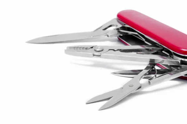 Kırmızı-bıçak çok aracı, izole beyaz arka plan üzerinde — Stok fotoğraf