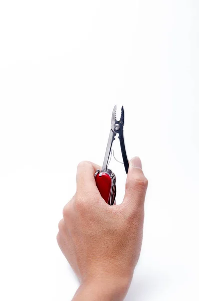 Kırmızı-bıçak çok aracı, izole beyaz arka plan üzerinde — Stok fotoğraf