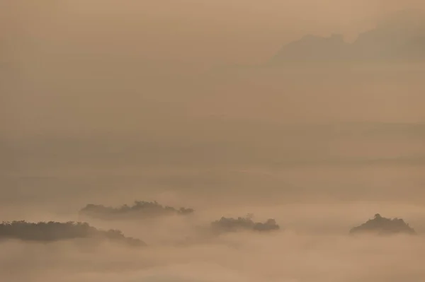 Mountain Mist, Beautiful landscape in the mountains at sunrise, Thailand — стоковое фото