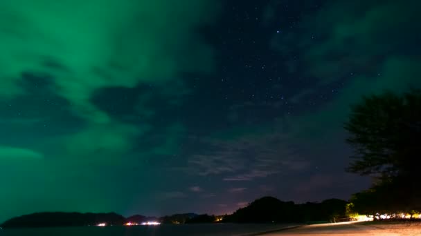 Nacht zeegezicht/landschap in Thailand — Stockvideo