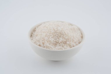 Beyaz pirinç, doğal uzun pirinç tahıl için arka plan ve beyaz arka plan doku