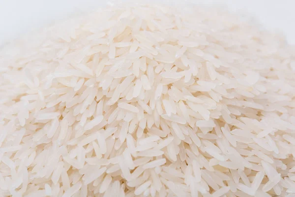Biały ryż, ziarno ryżu długi dla tła i tekstury na białym tle — Zdjęcie stockowe