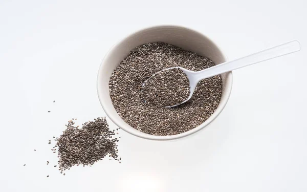 Chia seeds isolated with white background. Healthy superfood. — Stock Photo, Image