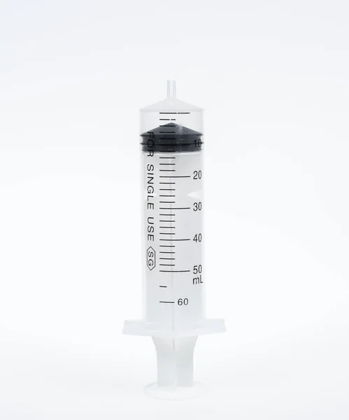 Prázdná Injekční Stříkačka Jehla Bílém Pozadí — Stock fotografie