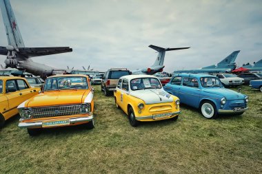 Kiev, Ukrayna - Ekim 2017: Sovyet vintage arabalar Kiev 